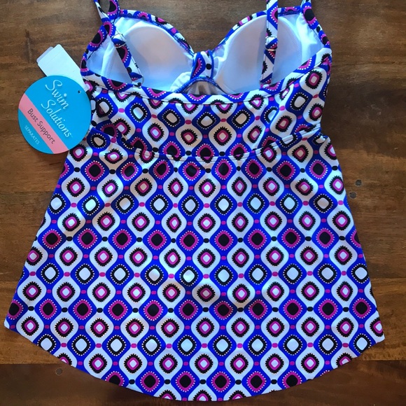 SWIM SOLUTIONS JEWELS TIE FRONT TANKINI TOP 8 - Picture 7 of 8